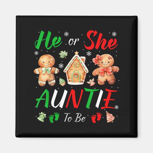 Aimant Christmas Gingerbread Gender Reveal He Or She Aunt (Devant)