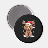 Aimant Christmas Goldendoodle Dog Reindeer Holiday Doodle (Recto/Verso)