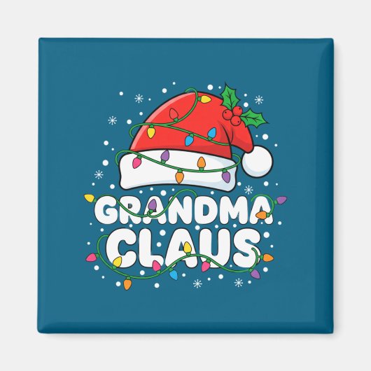 Aimant Christmas Grandma Claus Santa Hat Christmas Lights (Devant)
