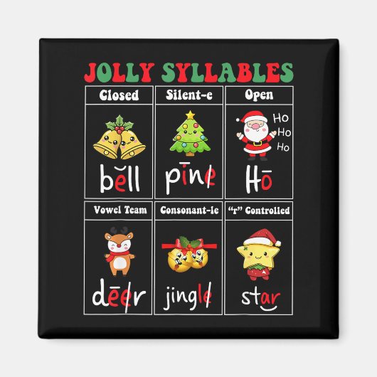 Aimant Christmas Jolly Syllables Teacher Students Funny S (Devant)