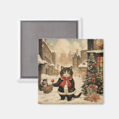 Aimant Christmas Kitty, Jour de la neige (Recto/Verso)