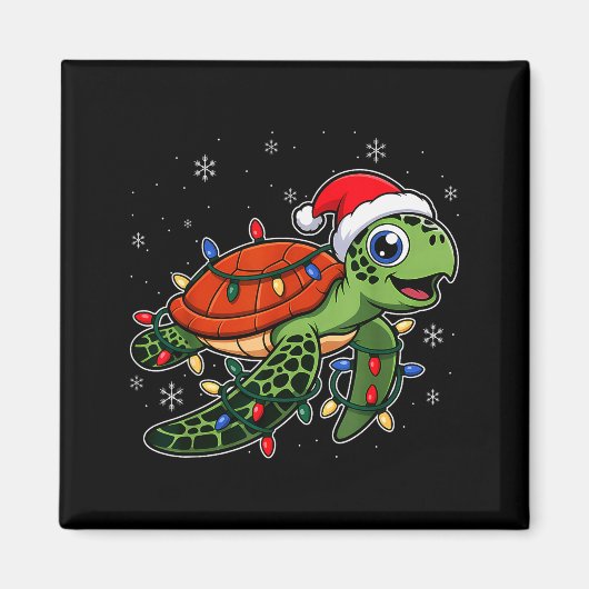 Aimant Christmas Lights Turtle Wearing Xmas Hat - Lover (Devant)
