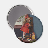 Aimant Christmas Little Girl Téléphone Antique (Recto/Verso)