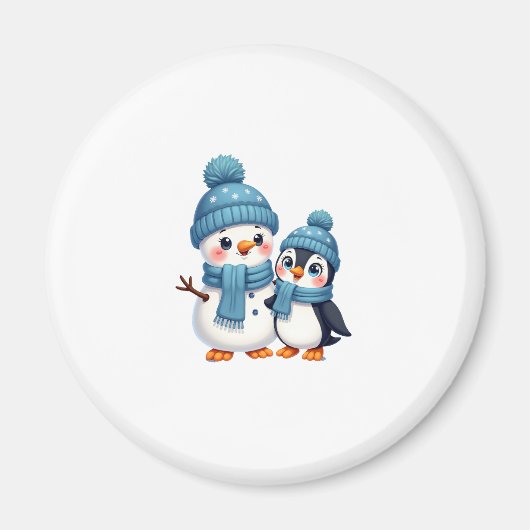 Aimant Christmas Merry Christmas For Gift Penguin Snowman (Devant)