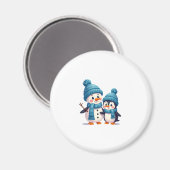 Aimant Christmas Merry Christmas For Gift Penguin Snowman (Recto/Verso)
