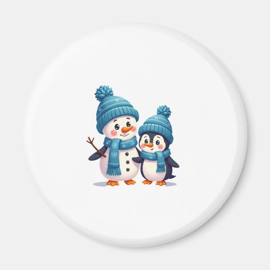 Aimant Christmas Merry Christmas For Gift Penguin Snowman (Devant)