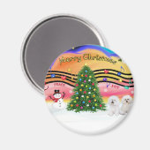 Aimant Christmas Music 2 - Bichon Frise (deux) (Recto/Verso)