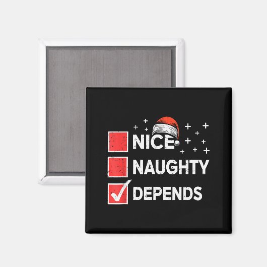 Aimant Christmas Nice Naughty Depends Christmas Xmas List (Recto/Verso)
