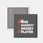 Aimant Christmas Nice Naughty Hockey Player List Santa Ch (Recto/Verso)