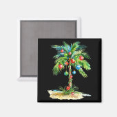 Aimant Christmas Palm Tree Light Hawaiian Trocal Xmas Men (Recto/Verso)