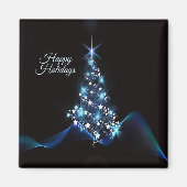 Aimant Christmas Party Blue Tree Shiny Black Elegant (Devant)