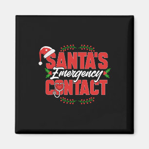 Aimant Christmas Père Noël Contact d'urgence. Infirmière