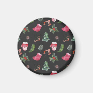 Aimant Christmas Reindeer : Aquarelle Motif sans couture