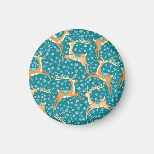 Aimant Christmas Reindeer : Vintage Motif sans couture.
