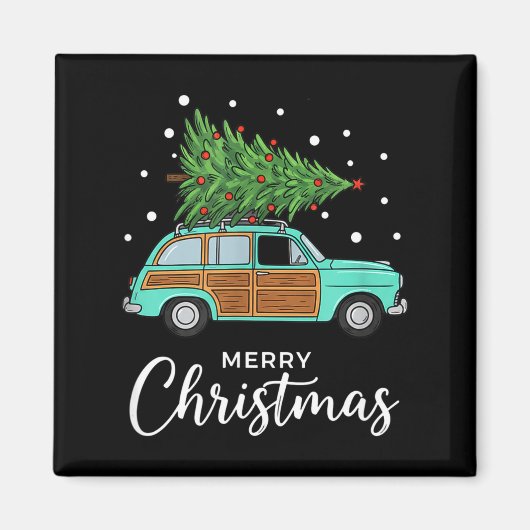 Aimant Christmas Retro Car With Christmas Tree - Merry Me (Devant)