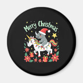 Aimant Christmas Rhino Merry Christmas Unicorn Rhino T-Sh (Devant)