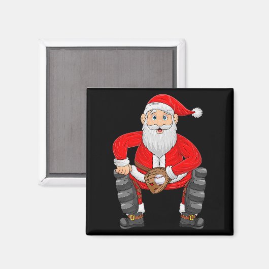 Aimant Christmas Santa Playing Baseball Catcher Xmas Srts (Recto/Verso)
