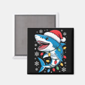 Aimant Christmas Shark Santa Hat Wrapped Lights Holiday S (Recto/Verso)
