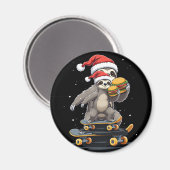 Aimant CHRISTMAS SLOTH Funny Christmas Skateboard Sloth (Recto/Verso)