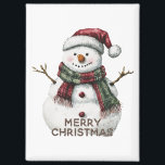 Aimant Christmas Snowman<br><div class="desc">Snowman de Noël avec foulard et casquette</div>