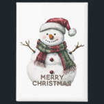 Aimant Christmas Snowman<br><div class="desc">Snowman de Noël avec foulard et casquette</div>