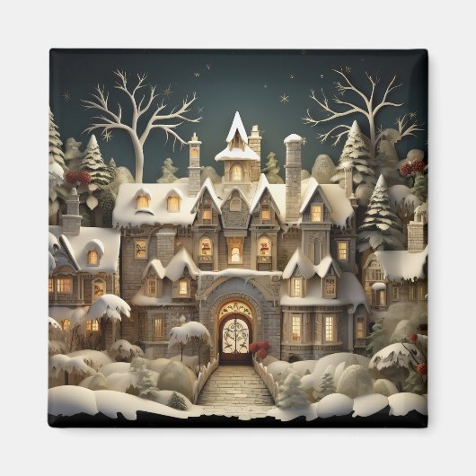 Aimant Christmas Snowy Manor Storybook Wonderland (Devant)
