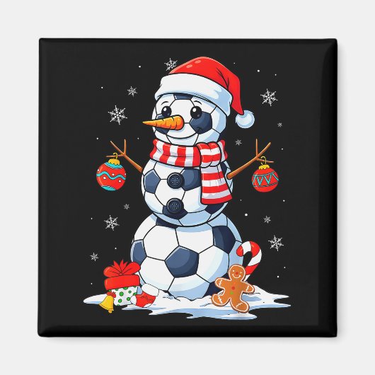 Aimant Christmas Soccer Funny Snowman Men Boys Kids (Devant)