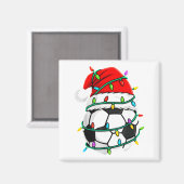 Aimant Christmas Soccer Santa Hat Lights Santa Srts Xmas  (Recto/Verso)