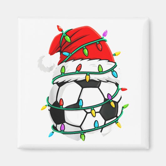 Aimant Christmas Soccer Santa Hat Lights Santa Srts Xmas  (Devant)
