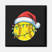 Aimant Christmas Softball Ball Santa Hat Softball Xmas Li (Devant)