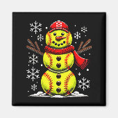 Aimant Christmas Softball Snowman Girls, Softball Christm (Devant)