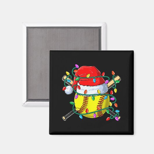 Aimant Christmas Softball Xmas Santa Srts Hat Mens Womens (Recto/Verso)
