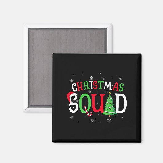 Aimant Christmas Squad Matching Family Group Santa Elf Sq (Recto/Verso)