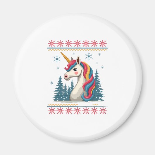 Aimant Christmas Theme Knitted Unicorn Unicorns T-Shirt ( (Devant)