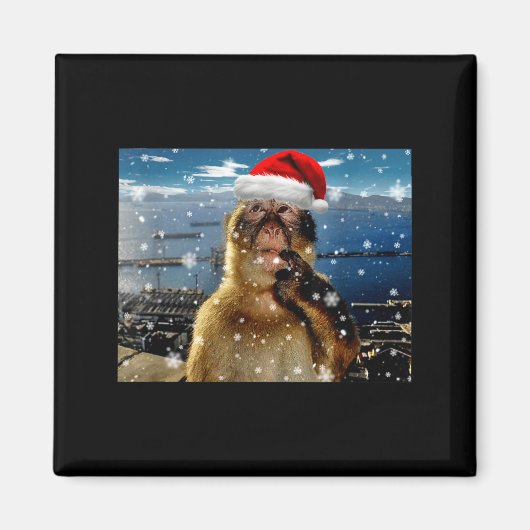 Aimant Christmas Thinking Monkey Meme Brainrot Xmas Gift  (Devant)