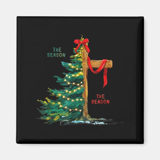 Aimant Christmas Tree The Season Jesus Cross Faith Holida (Devant)