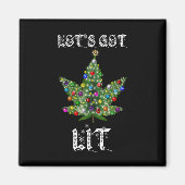 Aimant Christmas Tree Weed Leaf Pot Thc Gift Tee  (Devant)