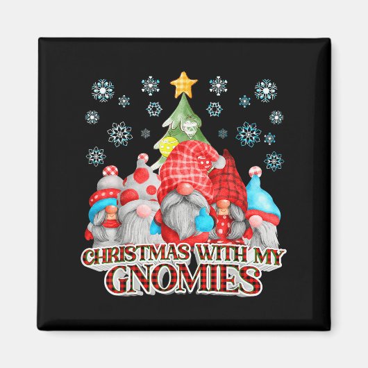 Aimant Christmas With My Gnomies Plaid Gnome Group Pajama (Devant)