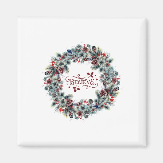 Aimant Christmas Wreath CROIRE Typographie (Devant)