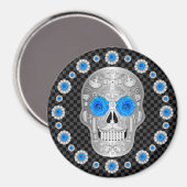 Aimant Chrome Calavera (Rose Bleue) (Recto/Verso)
