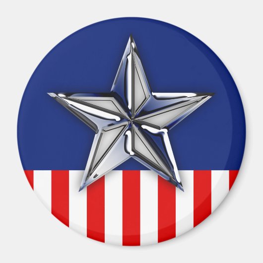 Aimant Chrome Comme Silver Star Festive Couleurs patrioti (Devant)