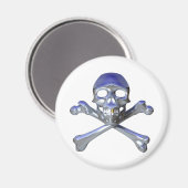 Aimant Chrome crâne et os croisés (Recto/Verso)