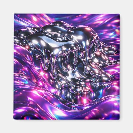 Aimant Chrome Liquide Violet Abstrait (Devant)