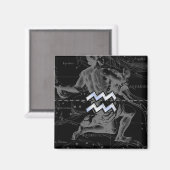 Aimant Chrome Style Aquarius Symbole Zodiaque sur Heveliu (Recto/Verso)