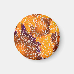 Aimant Chrysanthème Japonais : Motif Sans Couture Aquarel
