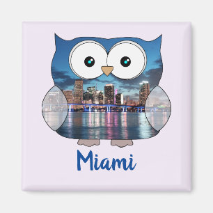 Aimant Chubby Owl  Miami Souvenir