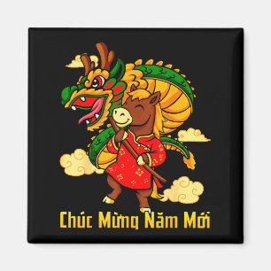 Aimant Chuc Mung Nam Moi 2026 Année du Cheval Dragon Da