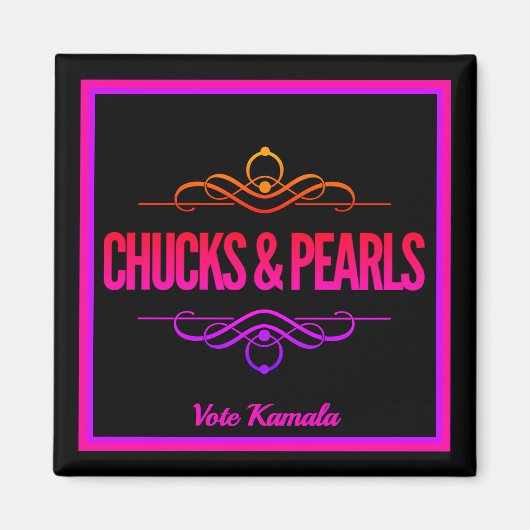 Aimant Chucks & Perles Voter Kamala Black (Devant)
