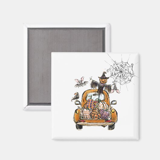 Aimant Chute Citrouille Patuck avec chauve-souris épouvan (Recto/Verso)