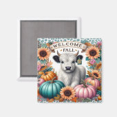 Aimant Chute De Bienvenue Avec Une Vache Mignonne Parmi L (Recto/Verso)